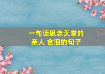 一句话思念天堂的亲人 含泪的句子